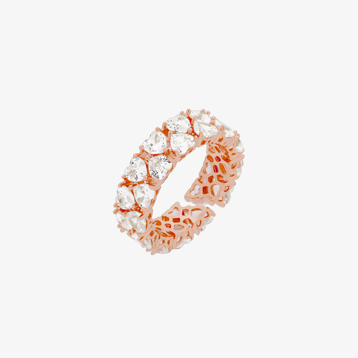 Chunky Heart Sparkle Adjustable Ring